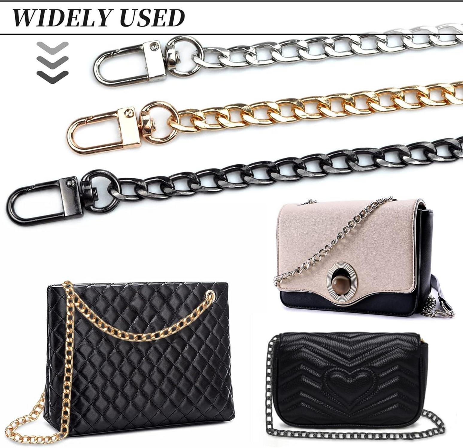 8er Set Metall Taschenkette Schulterriemen Gold Silber Schwarz 40/60/80cm