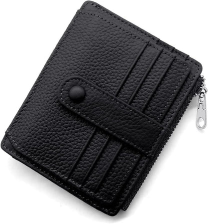 RFID Schutz Geldbörse Echtes Leder Mini Portemonnaie Schwarz