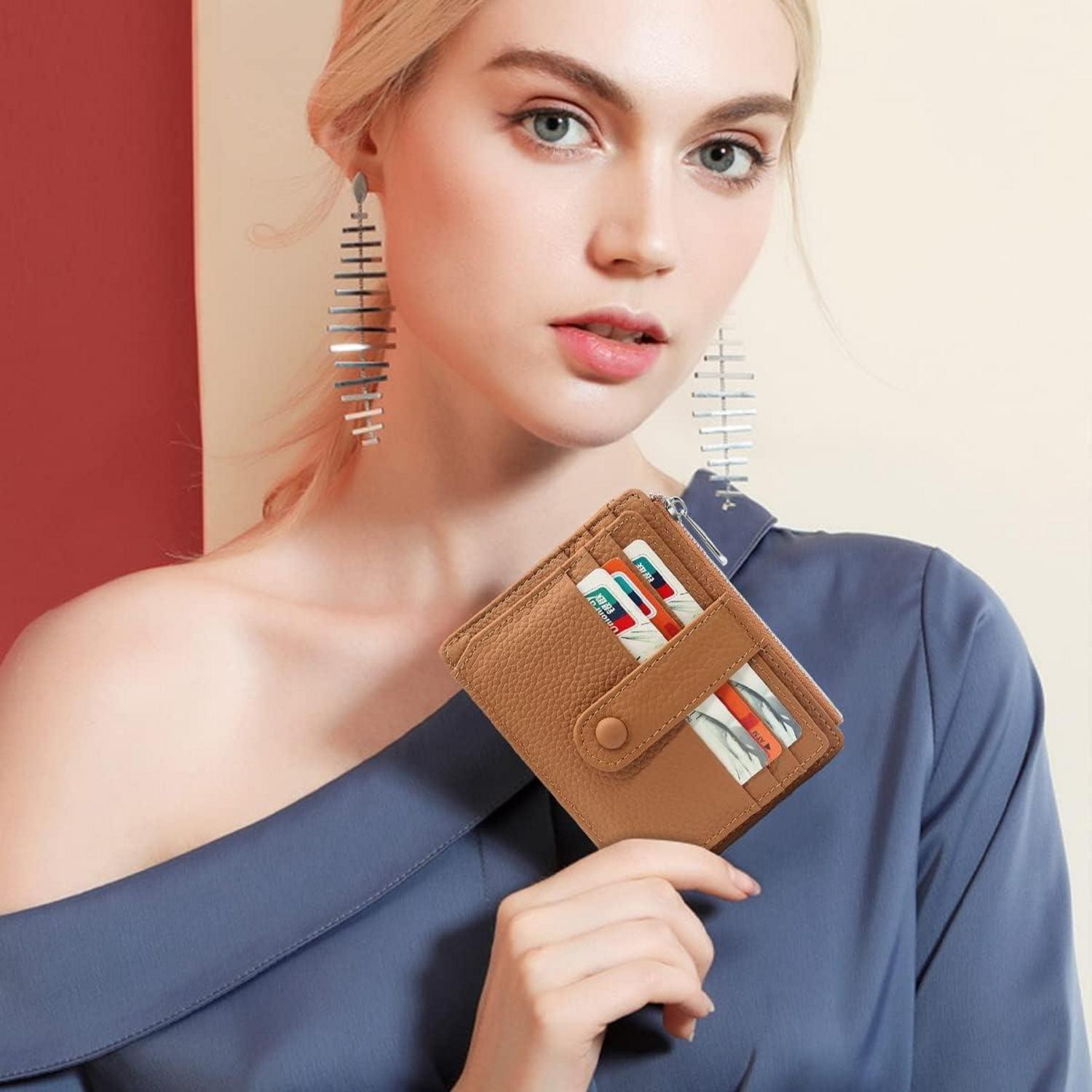 Kleines RFID Kreditkartenetui aus echtem Leder mit Münzfach