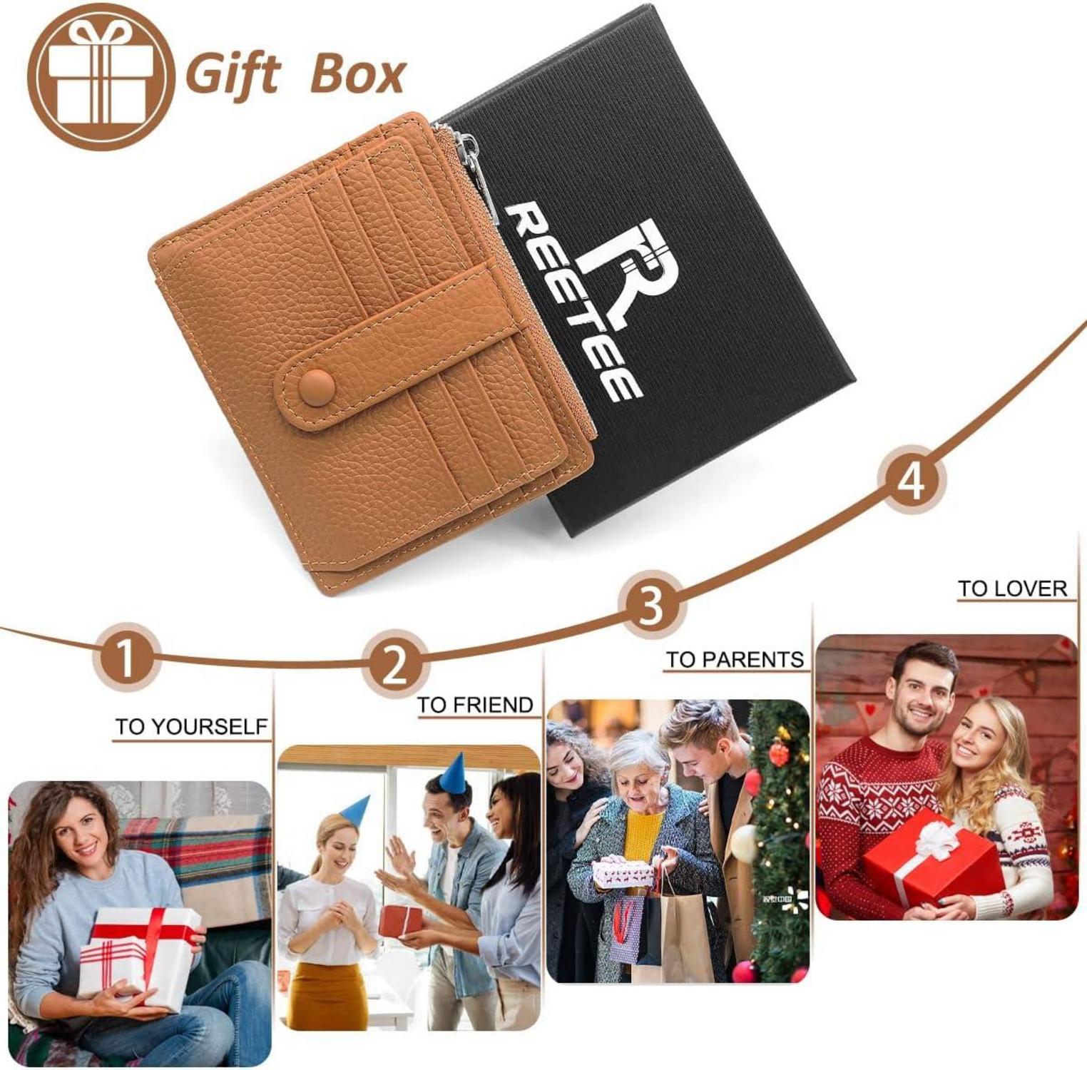 Herren Damen Geldbörse RFID Schutz Echtes Leder 14 Karten Münzfach Slim Wallet