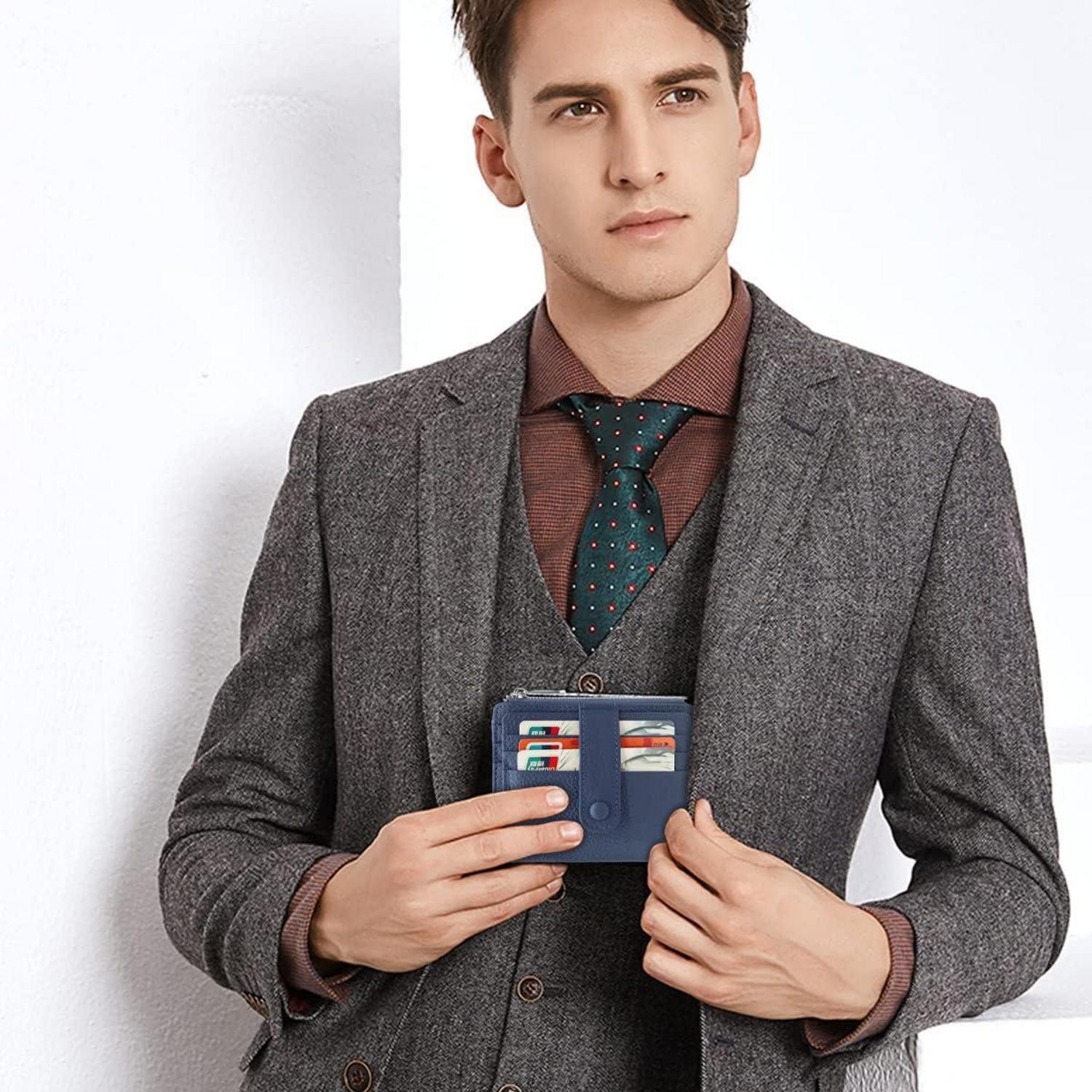 Geldbörse Damen Herren RFID Schutz Echtes Leder Mini Wallet