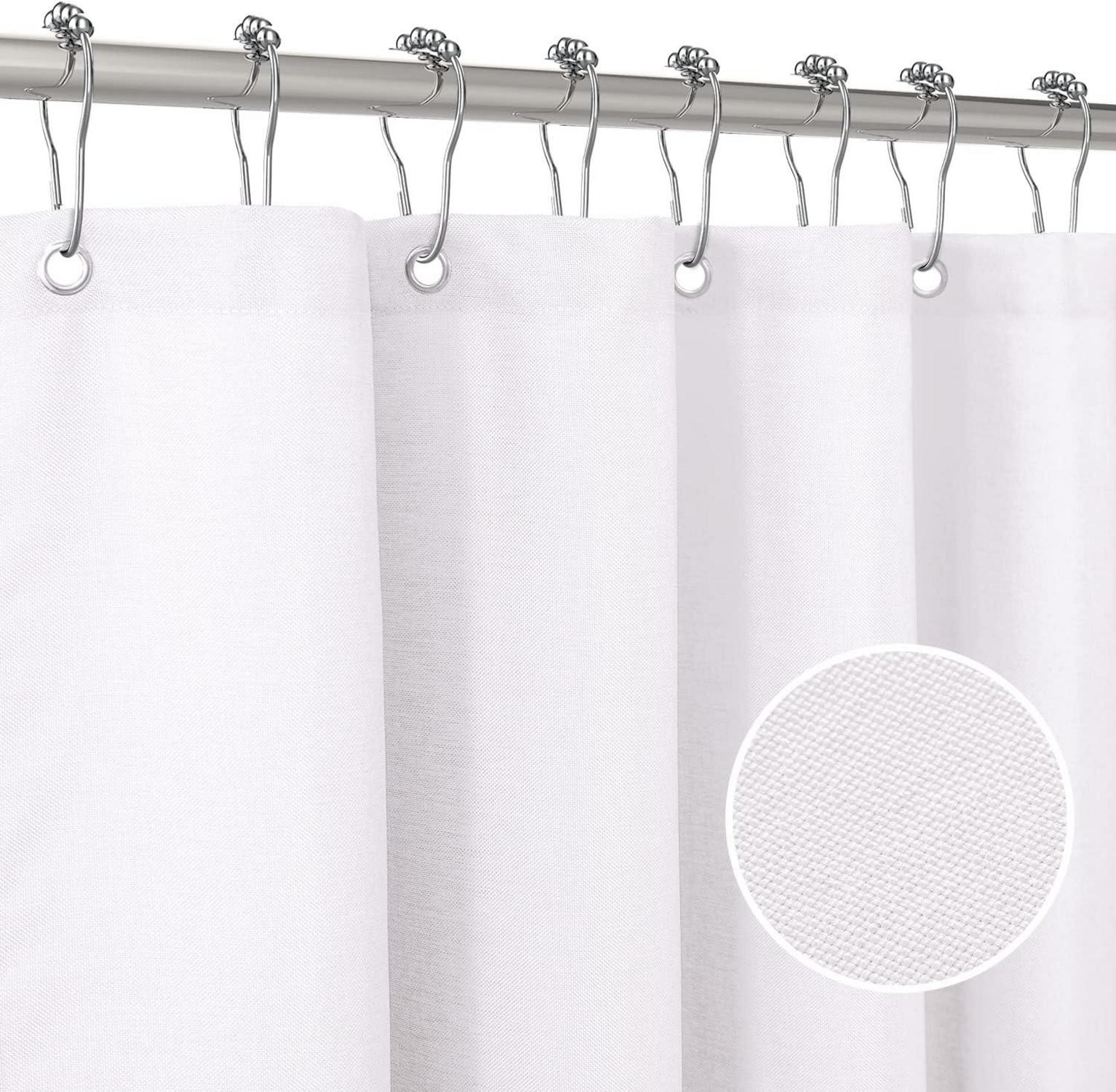 Duschvorhang Leinen Anti Schimmel wasserdicht 182x182cm Weiß - 1er Pack
