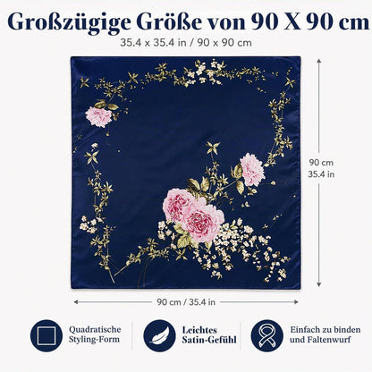 Quadratischer Satin Schal Damen 90x90cm – Vielseitiger Haarschmuck