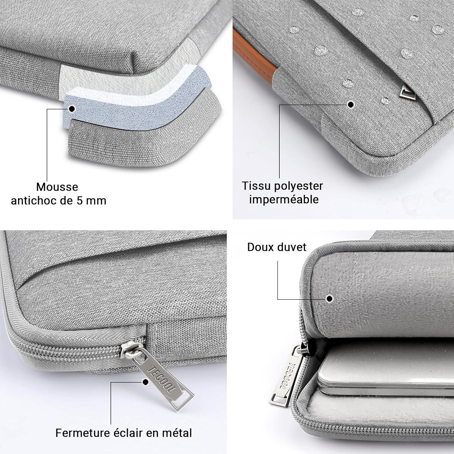 TECOOL 16 Zoll Wasserdichte Laptop Hülle für MacBook Pro 16 Grau