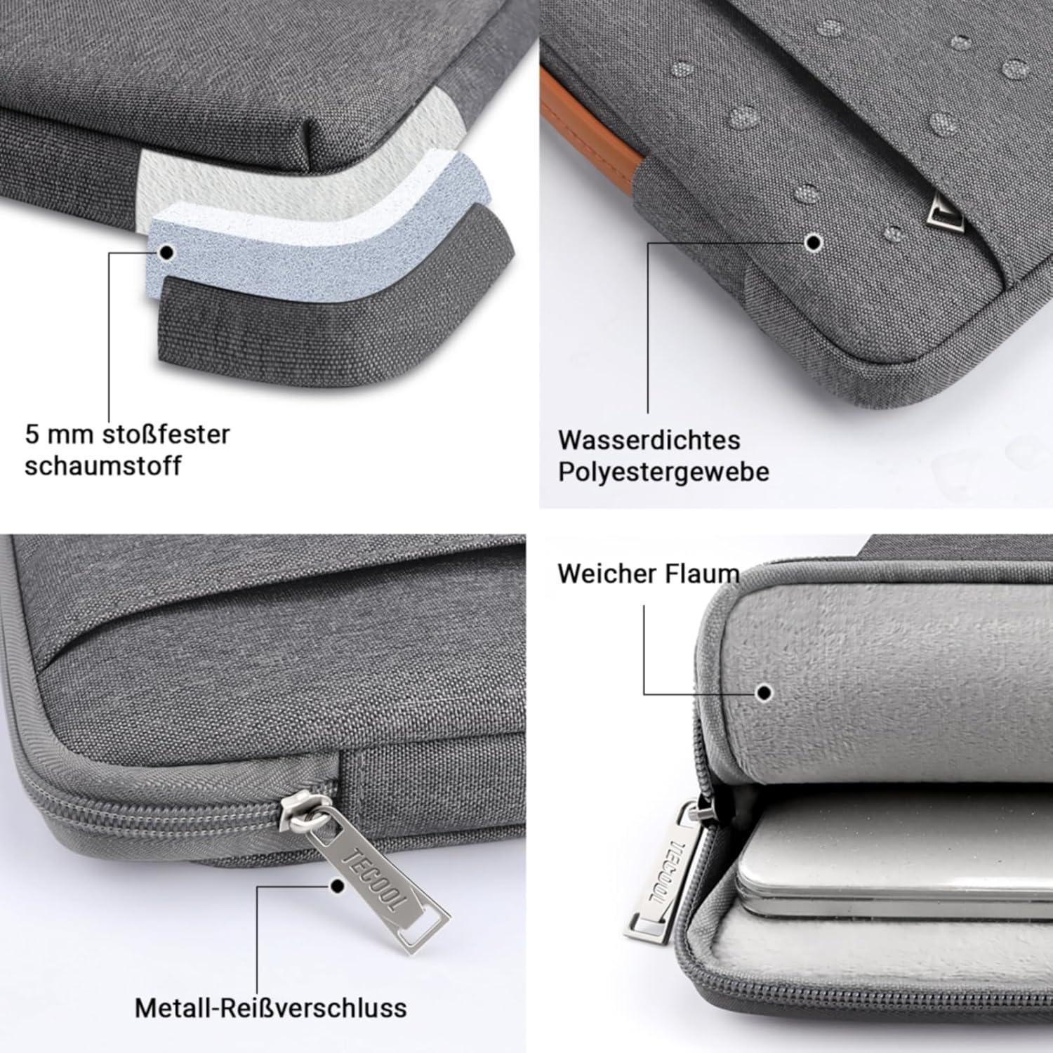 Laptoptasche 16 Zoll MacBook Pro 16 Wasserdicht Dunkelgrau Hülle