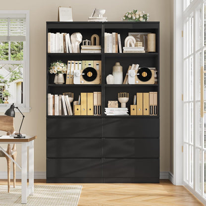 Bücherregal mit 3 Schubladen & Fächern – 180 cm Hochschrank