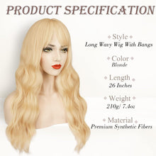 Lange Blond Perücke mit Pony, 66cm Synthetisch Halloween