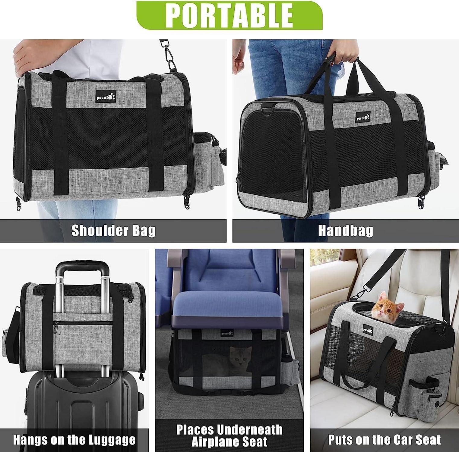 Katzentransportbox Atmungsaktiv Hundetasche 6 Kg Grau 44x33x32.5cm