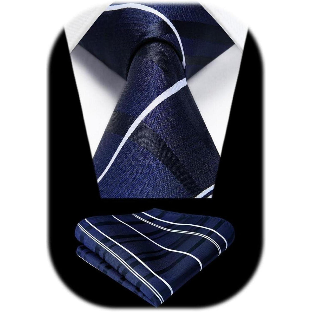 Krawatten & Einstecktuch Set Herren Dunkelblau Gepunktet Elegant