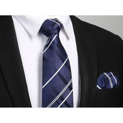 Krawatten & Einstecktuch Set Herren Dunkelblau Gepunktet Elegant
