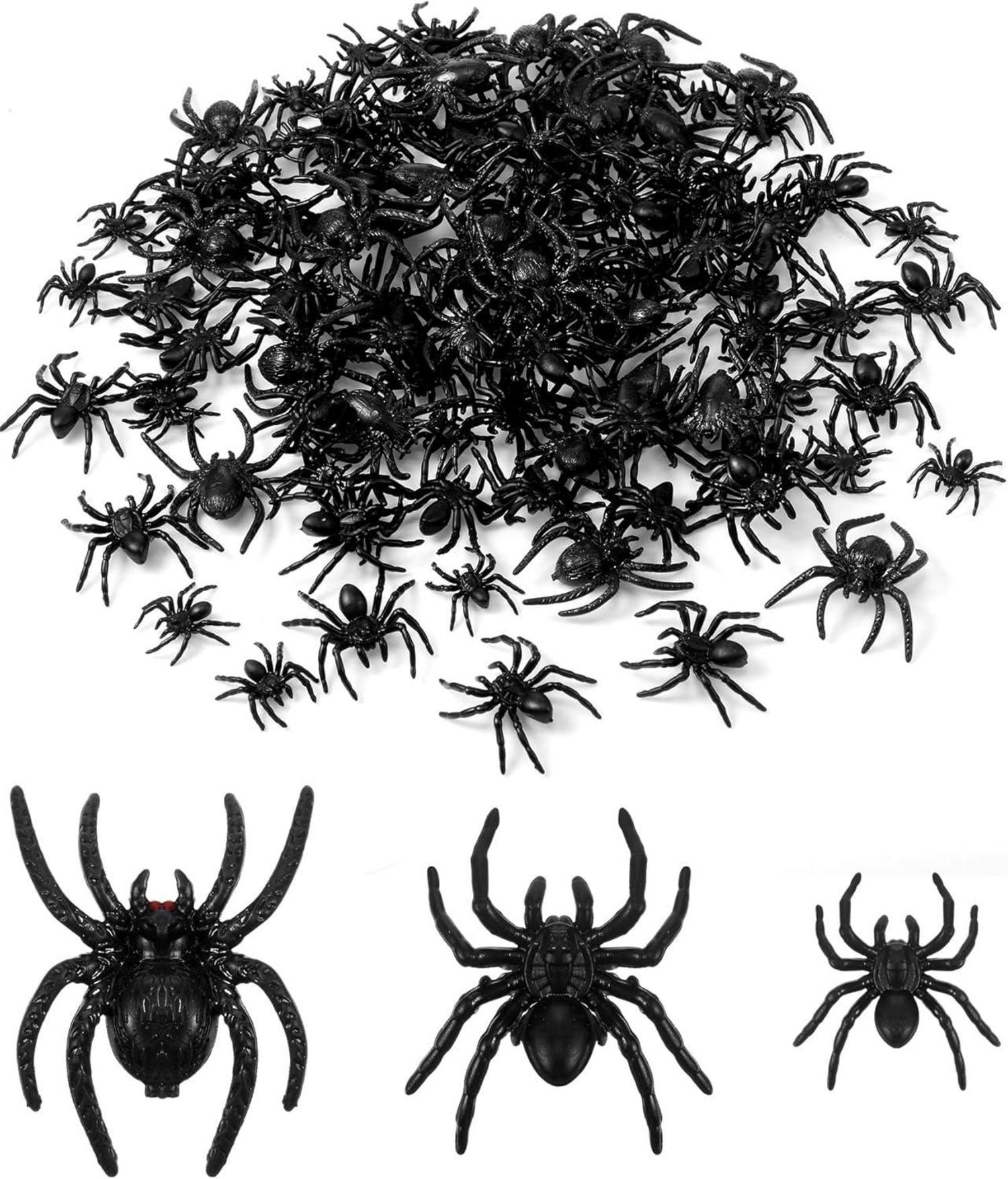 Halloween Schwarze Plastik Spinnen Realistisches Spielzeug 120 Stück