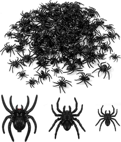 Halloween Schwarze Plastik Spinnen Realistisches Spielzeug 120 Stück