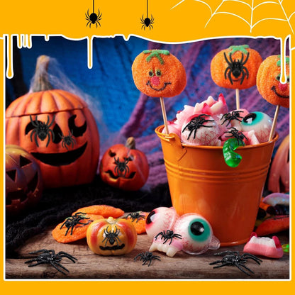 Zomiboo Halloween Schwarze Realistische Plastik Spinnen für Party Dekorationen (120
