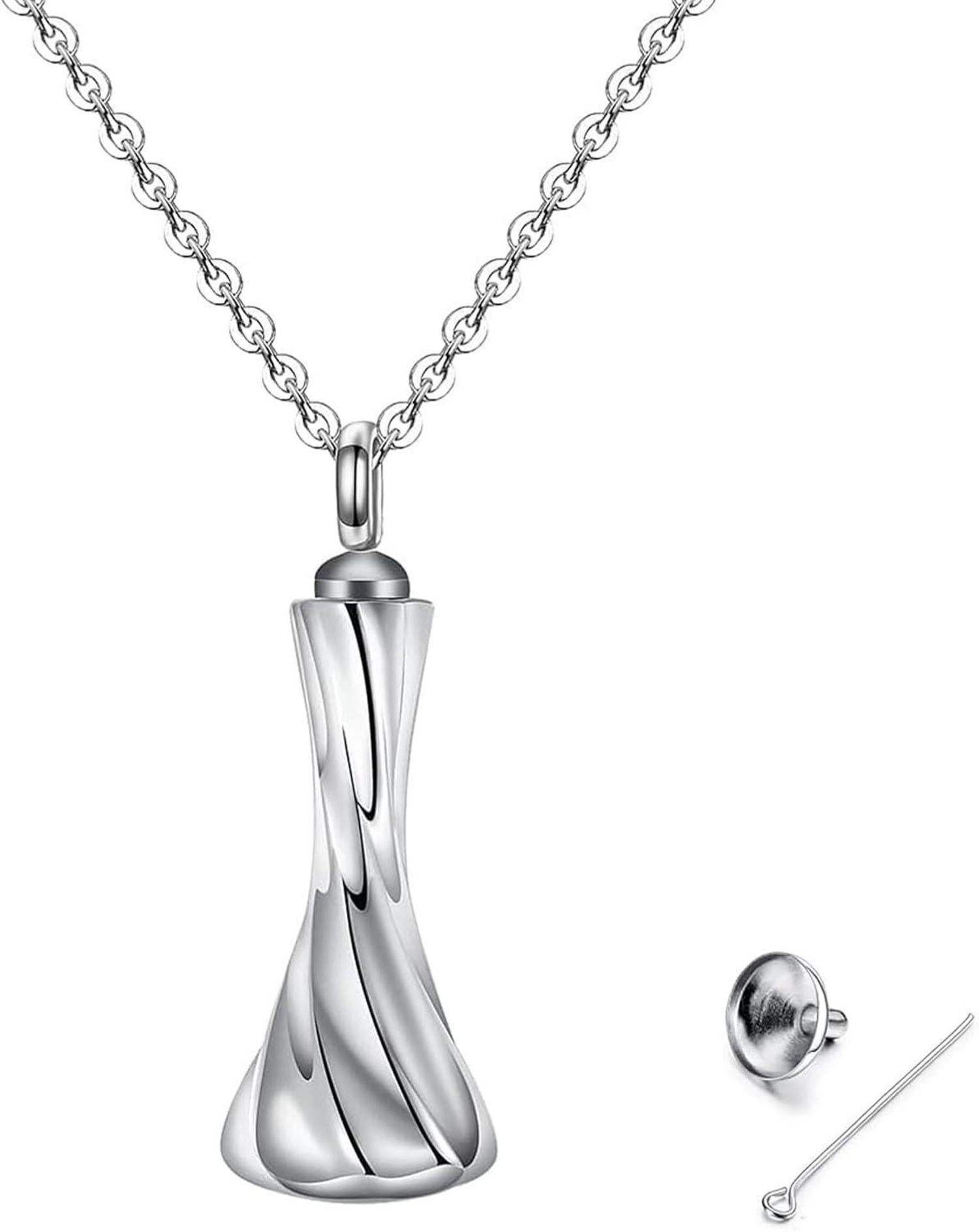 GW Memorial Urnenketten für Herren Damen Asche Edelstahl Silber