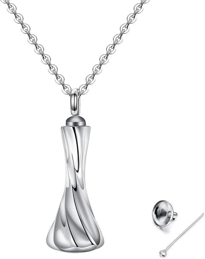 GW Memorial Urnenketten für Herren Damen Asche Edelstahl Silber