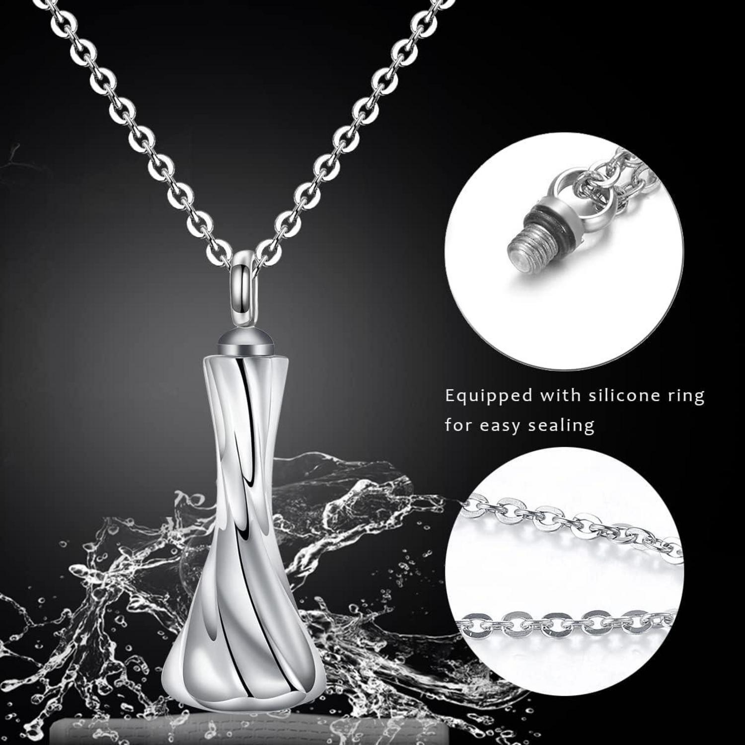 GW Memorial Urnenketten für Herren Damen Asche Edelstahl Silber
