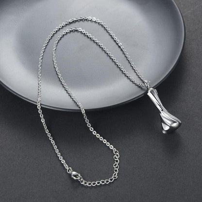 GW Memorial Urnenkette Edelstahl für Damen Herren Asche Silber