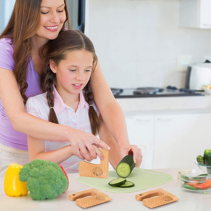 Kindermesser Set 8-teilig | Sicheres Holzmesser & Montessori Schneidewerkzeug