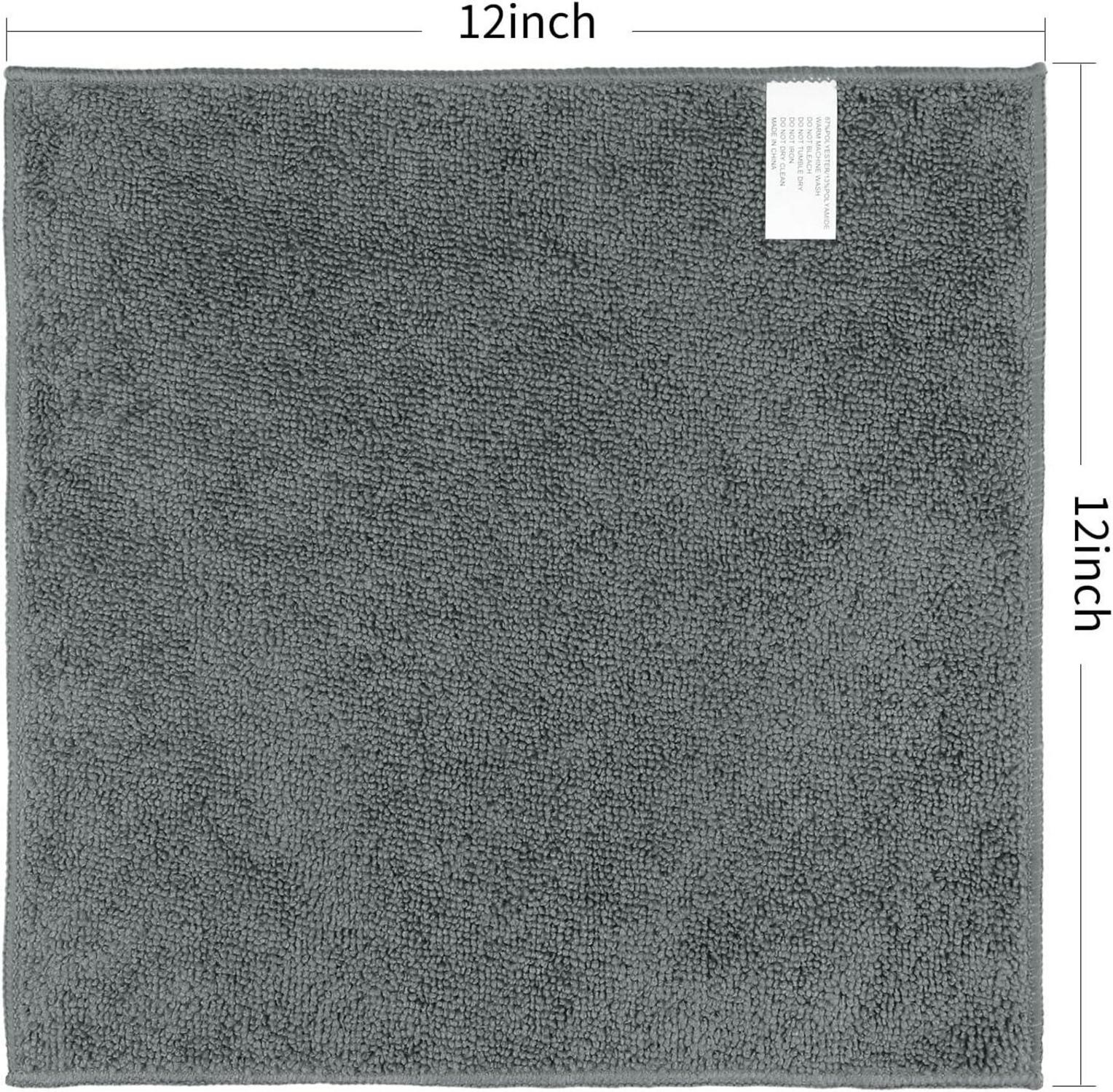 Orighty Mikrofaser Waschlappen Handtuch Set super saugfähig weich Fingerspitzen Handtücher 30,5 x 30,5 cm Grau