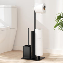 Toilettenpapierhalter Stehend mit WC Bürste Edelstahl Garnitur Schwarz