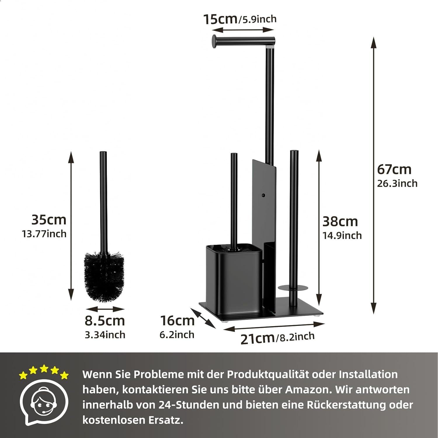 Toilettenpapierhalter stehend mit WC Bürste Edelstahl Garnitur