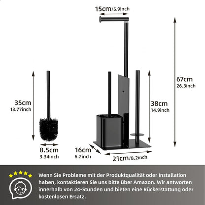 Toilettenpapierhalter stehend mit WC Bürste Edelstahl Garnitur
