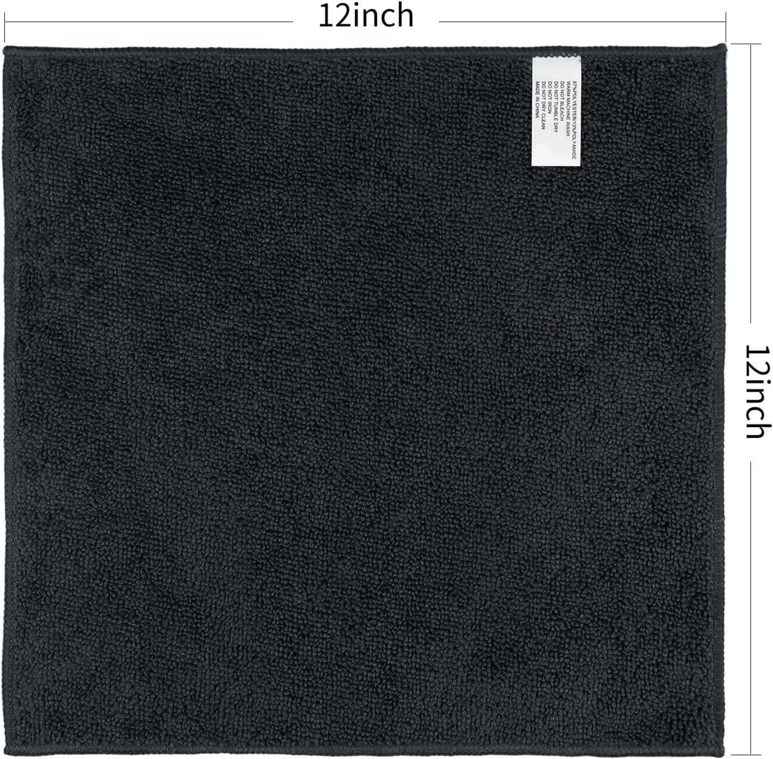 Orighty Mikrofaser-Waschlappen-Handtuch-Set, 30,5 x 30,5 cm, Schwarz