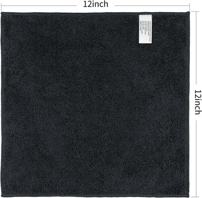 Orighty Mikrofaser-Waschlappen-Handtuch-Set, 30,5 x 30,5 cm, Schwarz