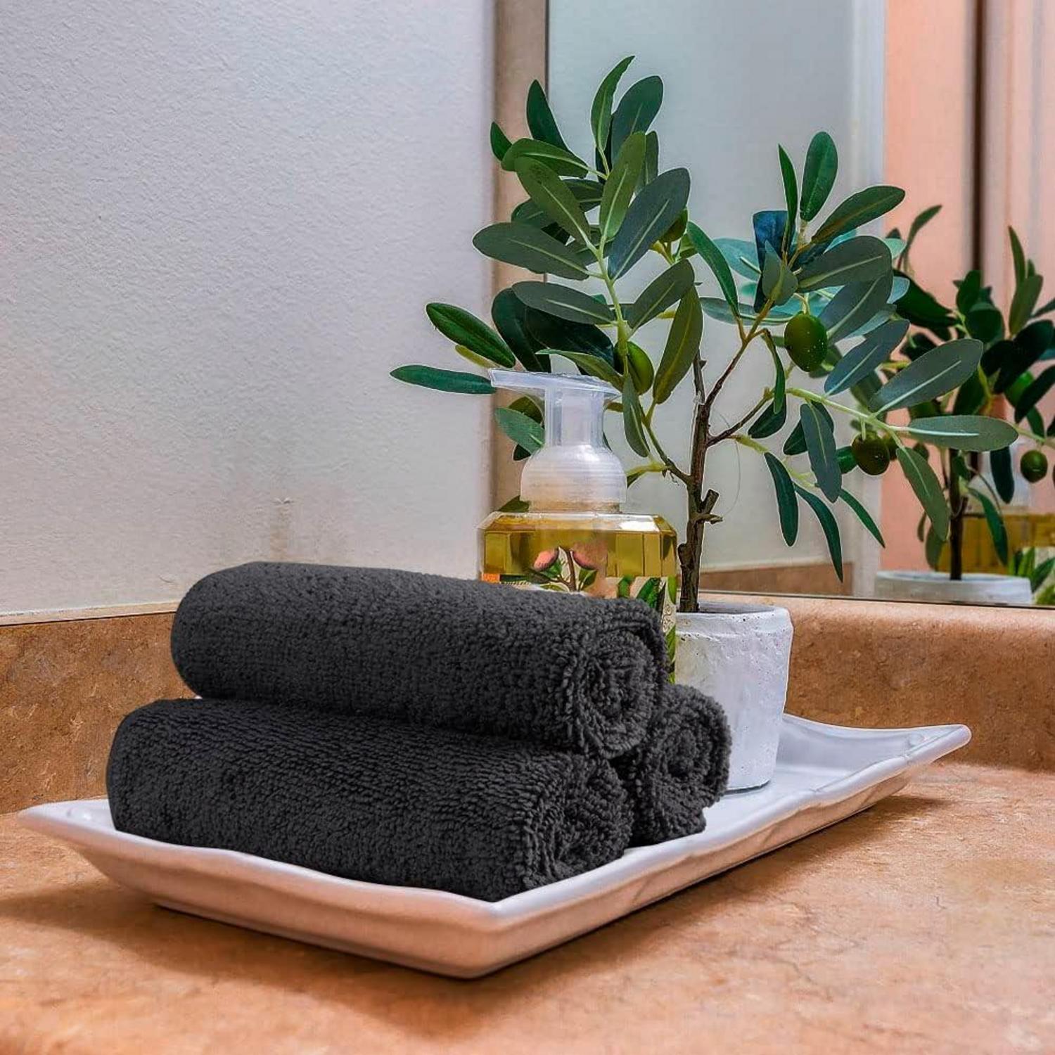 Mikrofaser Waschlappen Handtücher Set super saugfähig Schwarz