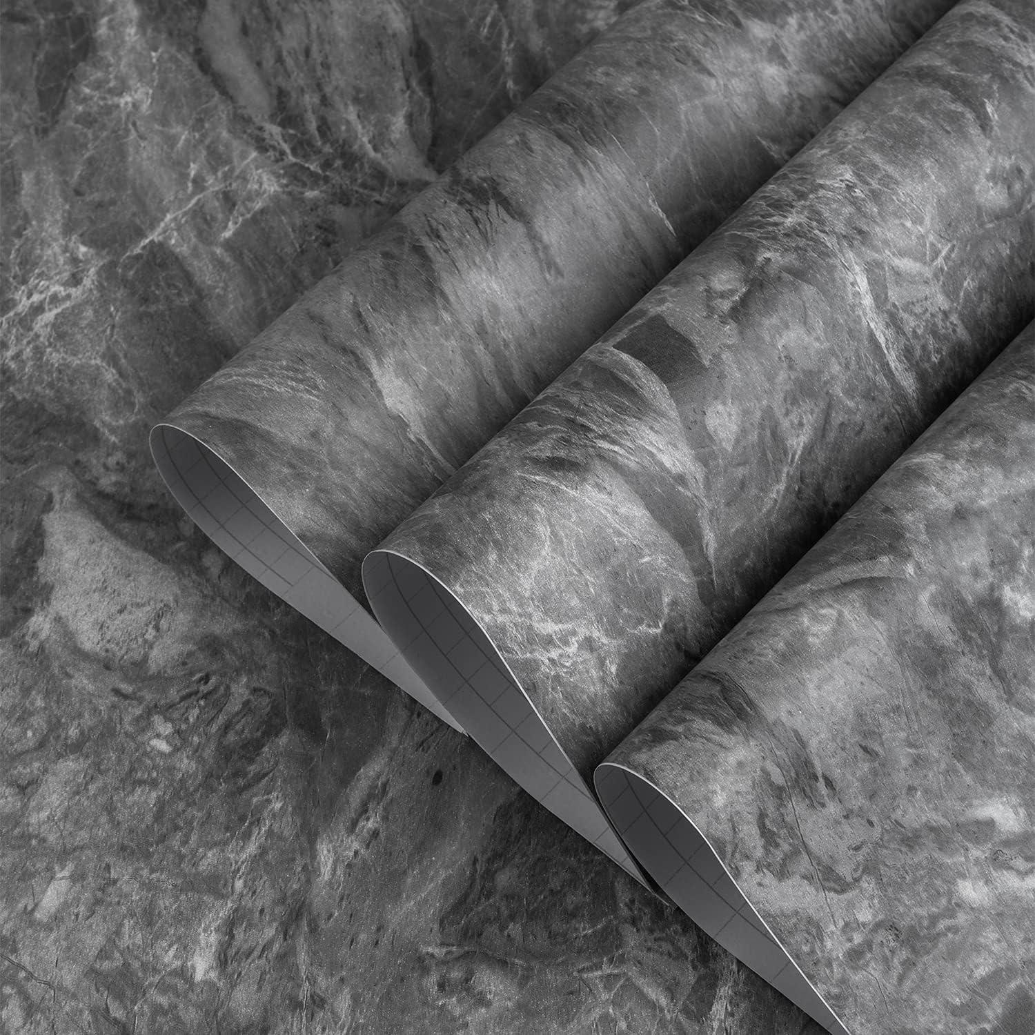 Selbstklebende Möbelfolie Marmoroptik Dunkelgrau DIY 60CMx5M