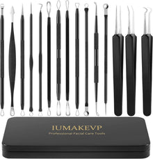 Mitesserentferner Komedonenquetscher Set 15-teilig Edelstahl Blackhead
