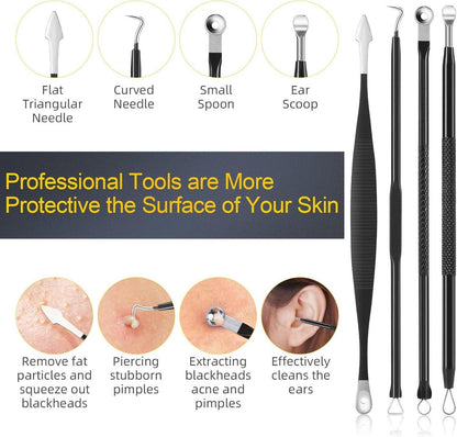 Mitesserentferner Komedonenquetscher Set 15-teilig Edelstahl Blackhead