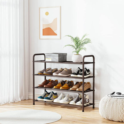 Schuhregal aus Edelstahl 4 Ebenen für 12 Paar Schuhe 68x26x65 cm