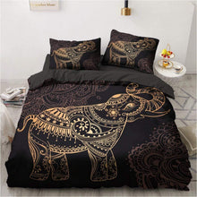 Bettwäsche Set 135x200 Elefant Dekor Boho Stil Microfaser