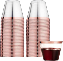 60er Set Elegante Plastikbecher mit Roségoldrand 270ml