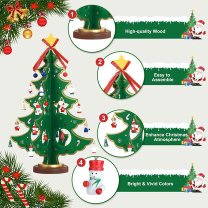 Adventskalender Mini Weihnachtsbaum Holz Tannenbaum 3D 24 Anhänger DIY