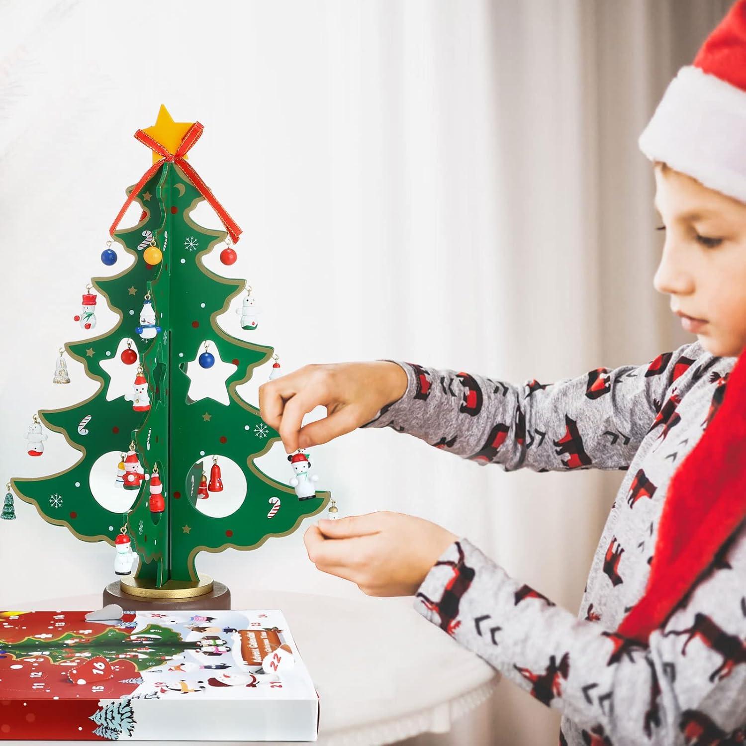 Adventskalender Mini Weihnachtsbaum Holz 3D Tannenbaum 24