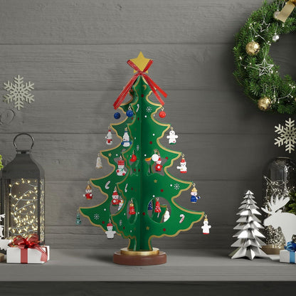 Adventskalender Mini Weihnachtsbaum Holz Tannenbaum 3D 24 Anhänger DIY