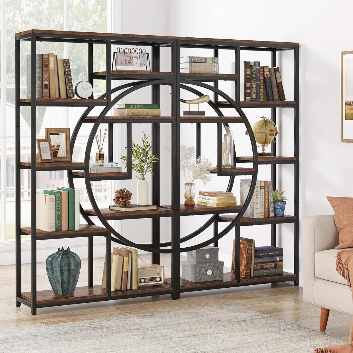 Industrielles Bücherregal 5-stöckig – Freistehendes Etagere Regal Braun