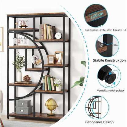 Industrielles Bücherregal 5-stöckig – Freistehendes Etagere Regal Braun
