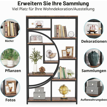Industrielles Bücherregal 5-stöckig – Freistehendes Etagere Regal Braun