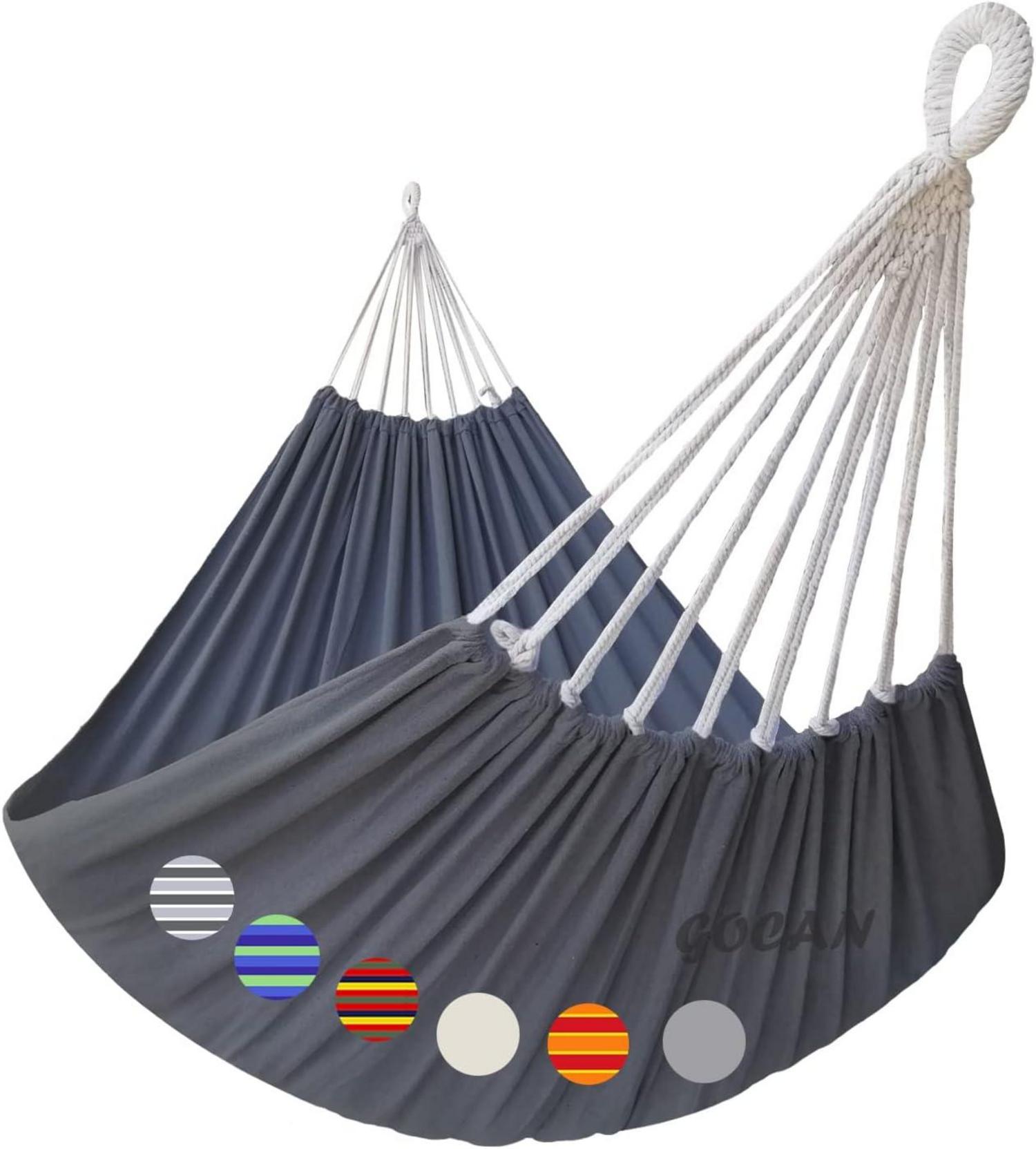 GOCAN Hängematte Outdoor 2 Personen Canvas Baumwolle Dunkelgrau