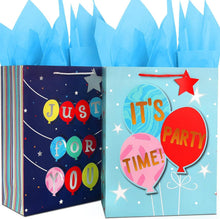 Papiertüten Blau Groß mit Seidenpapier Geburtstag Party Tüte
