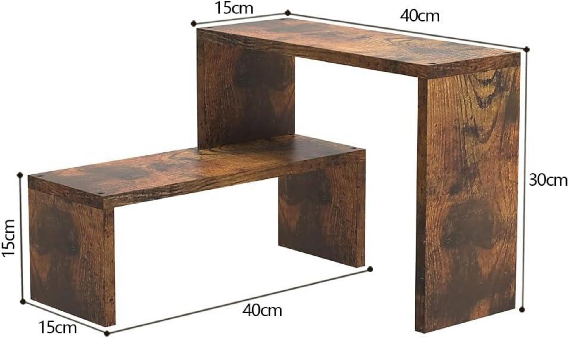 VEDECASA 2-stufiges stapelbares Ecke-Gewürzregal aus rustikalem braunem Holzregal