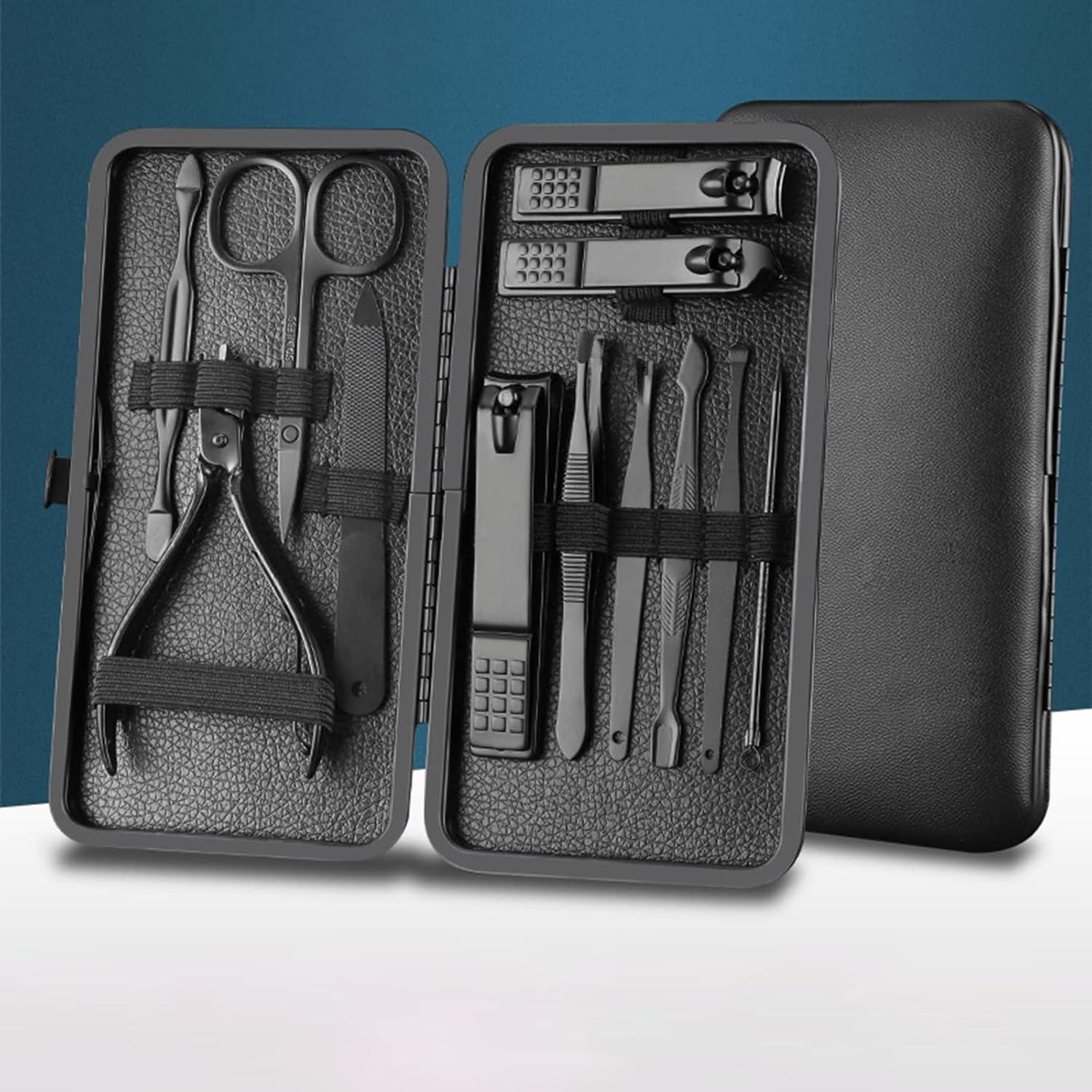 Maniküre Pediküre Set 12-teilig Edelstahl Nagelset Männer Pflegeset