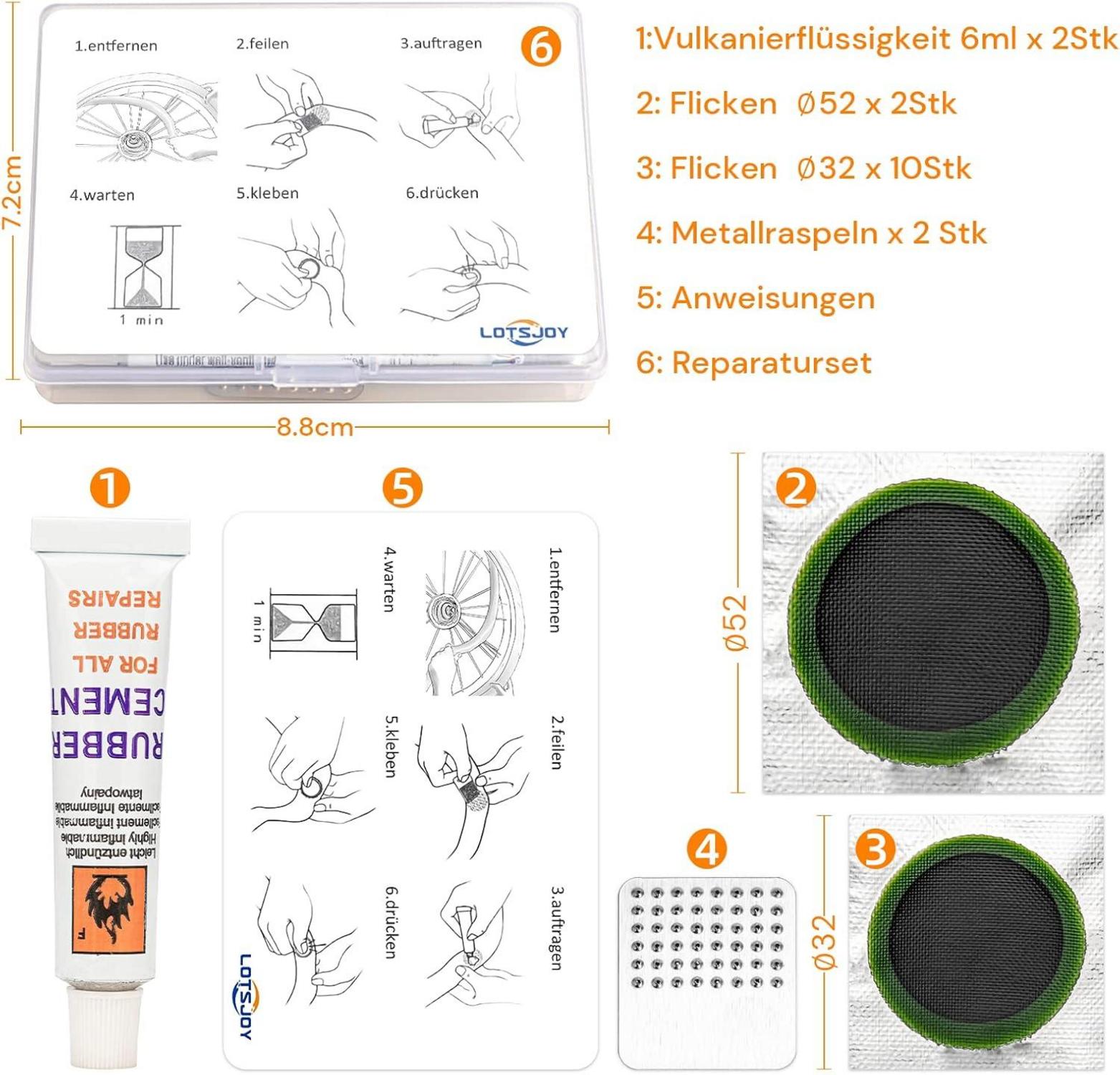 Fahrrad Flickzeug Set Reparaturset Reifen Vulkanisierflüssigkeit