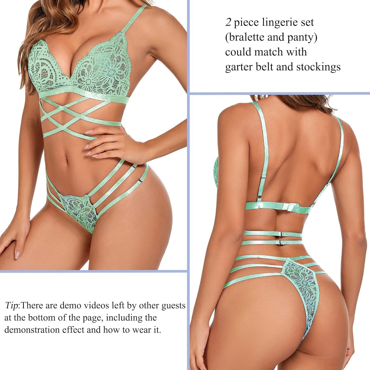 Avidlove Spitzen Reizwäsche Set Sexy Dessous XS Hellgrün