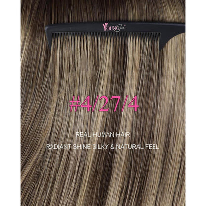 Echthaar Tape Extensions Ombre Dunkelbraun-Blond 35cm