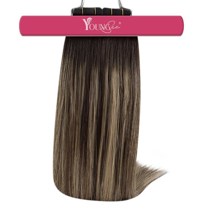 Echthaar Tape Extensions Ombre Dunkelbraun-Blond 35cm