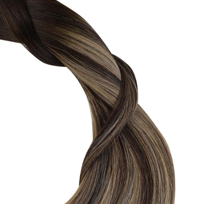 Echthaar Tape Extensions Ombre Dunkelbraun-Blond 35cm